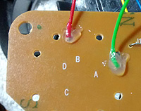 Rear of PCB where sockets 1 and 2 wire up to.