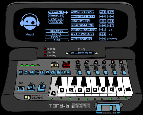 Image of the TONY-b MACHINE on-line rhythm machine.