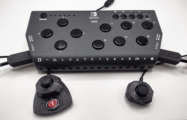 HORI Flex with CMOS joysticks attached via a HID Remapper v8 adapter.