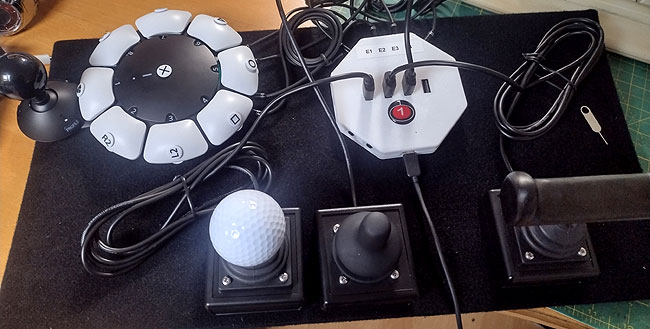 Three USB joysticks into a Sony Access Controller.