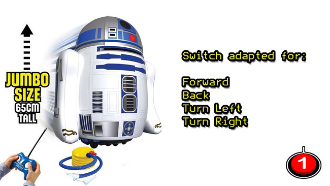 Switch R2 D2 adapted for forward, back, turn left and turn right.