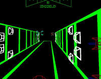 A neon green trench inspired by Atari's Star Wars vector-scan arcade game.