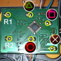 5. Connect shape buttons, R1 and R2.